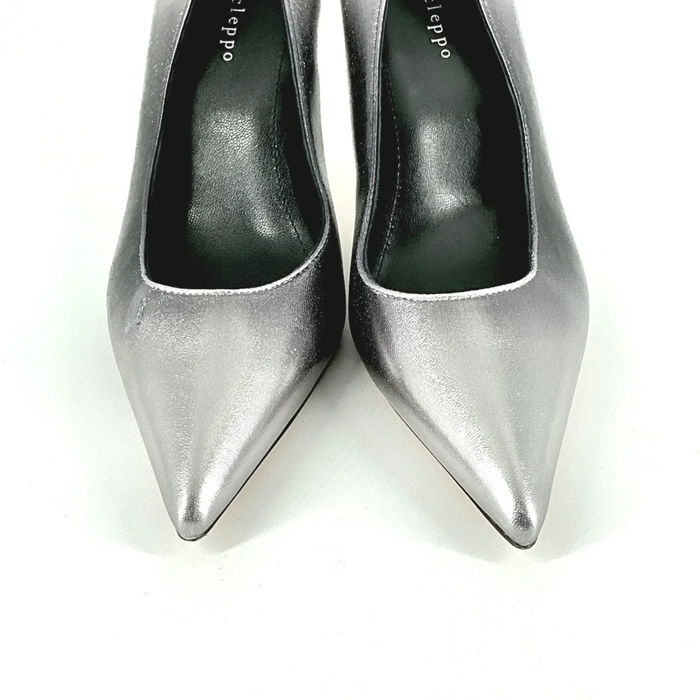 Dee Ocleppo Size 8.5 Silver Black Ombre Leather Pointed Stiletto Pumps NEW $325